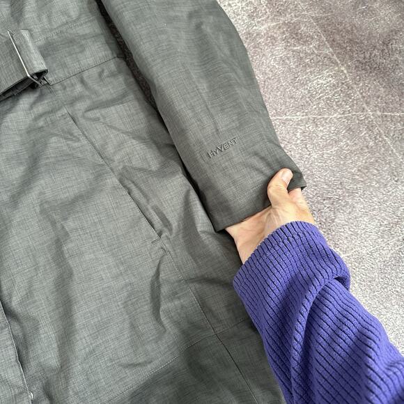 Women's The North Face Gray Hooded Insulated Hyvent Rain Coat Parka Jacket Sz XL - Picture 2 of 5